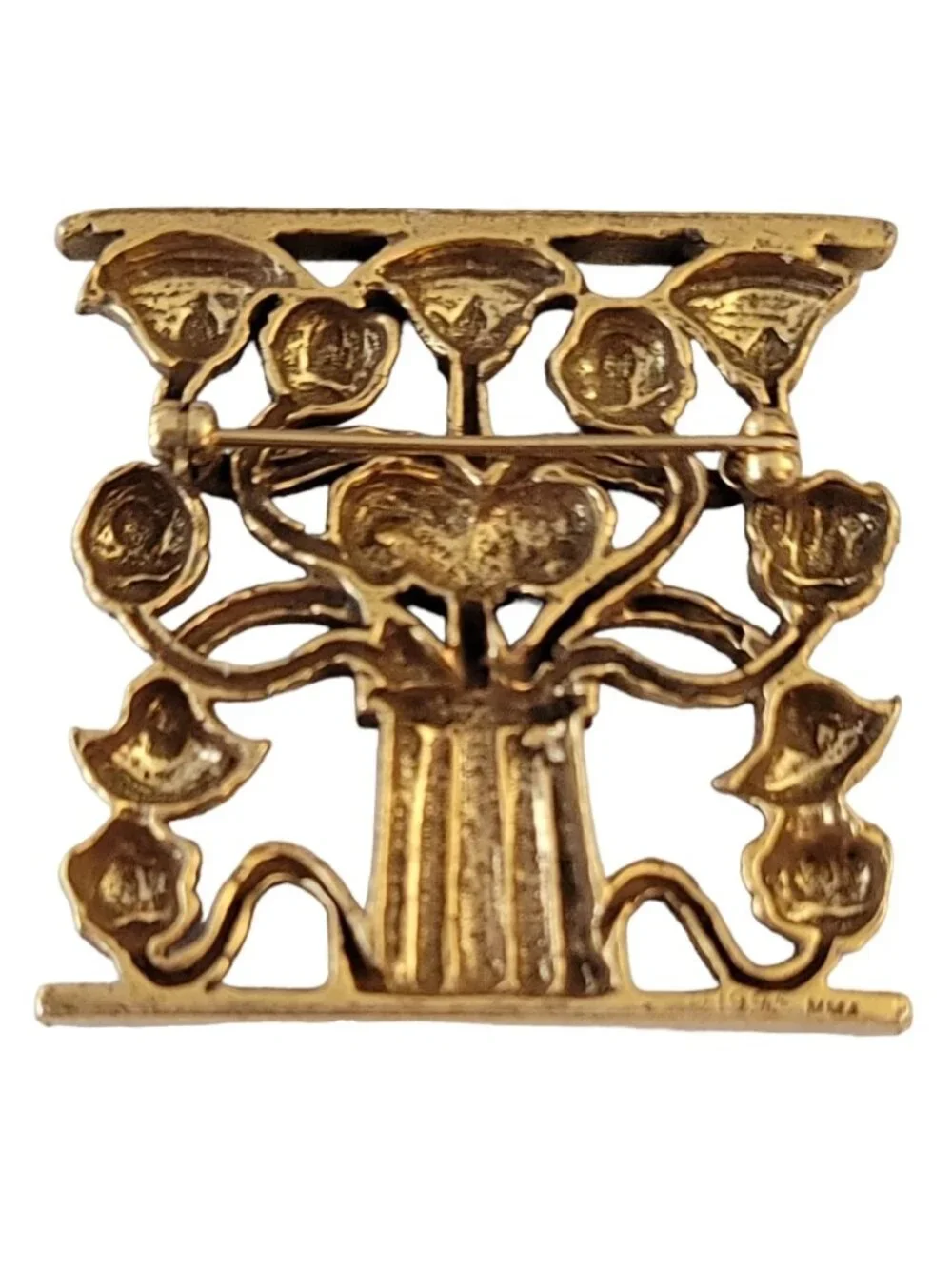 Metropolitan Museum of Art Gold Tone Corbel Flower Tree of Life Pin Brooch, M601